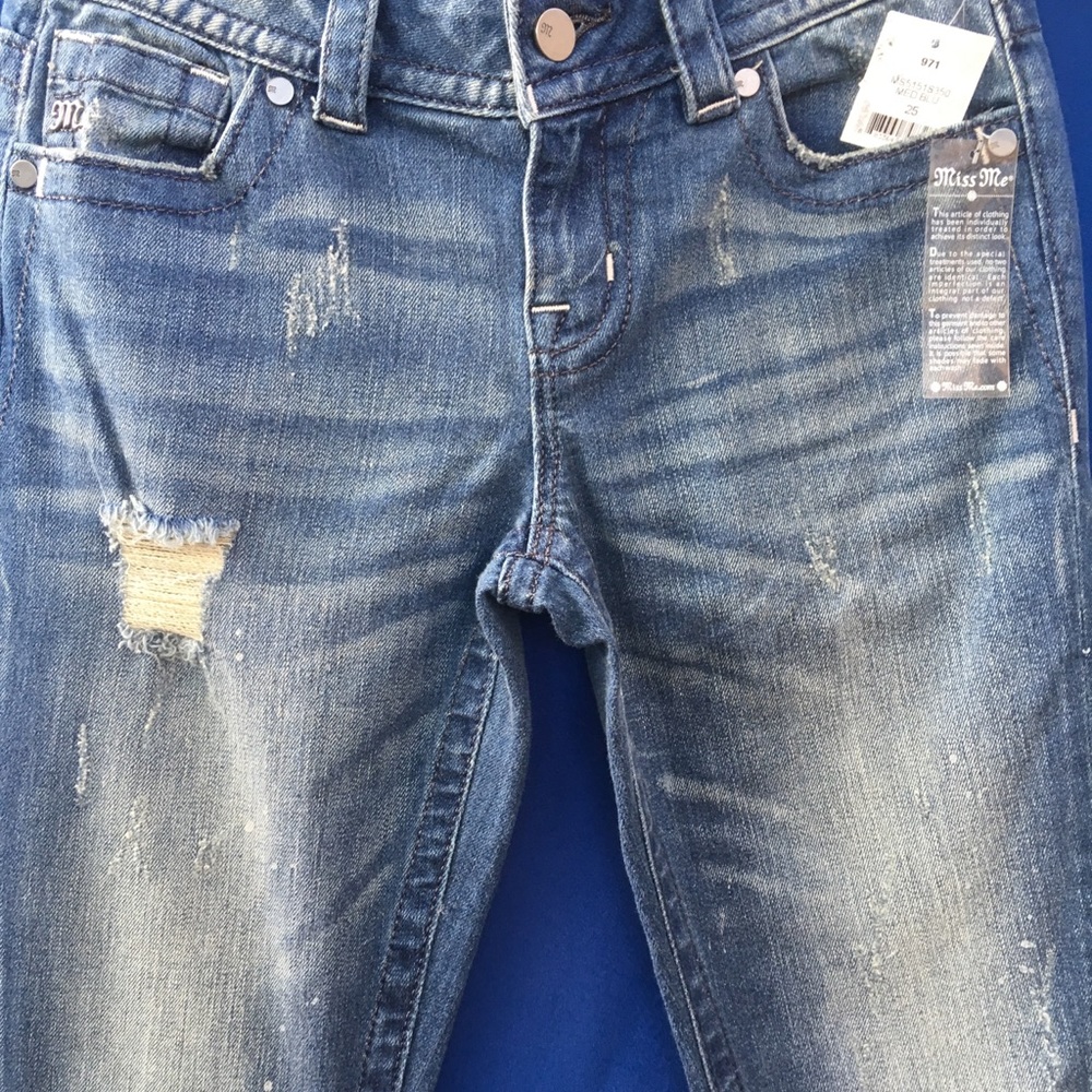 Miss me jeans, skinny, ripped w/silvr shimmer, NWT